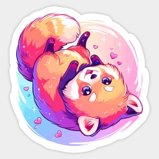 Happy young red panda with vivid colors Sticker